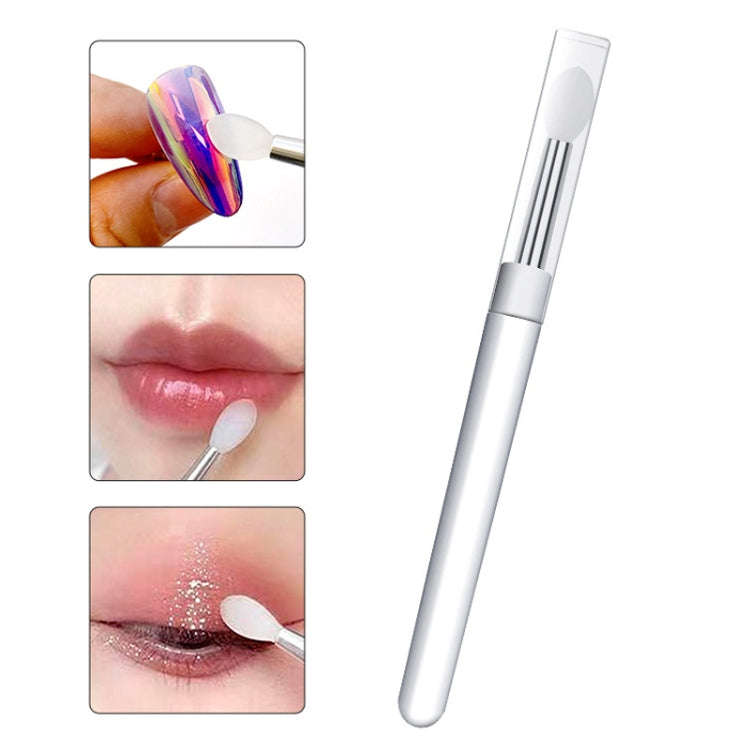 2pcs Nail Art Silicone Applicator Sticks Multi-Purpose Dabbing Powder Glitter Eyeshadow Brush App...