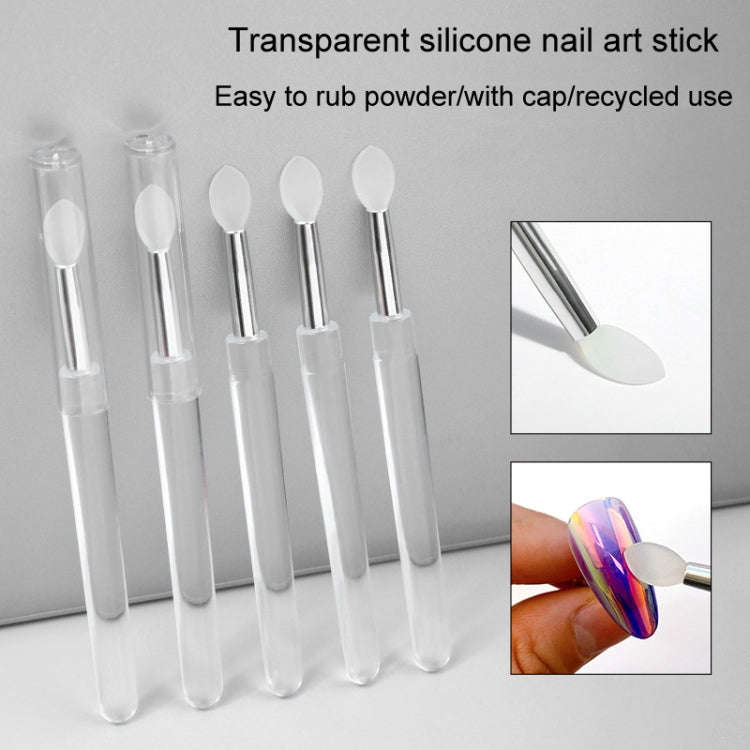 2pcs Nail Art Silicone Applicator Sticks Multi-Purpose Dabbing Powder Glitter Eyeshadow Brush App...