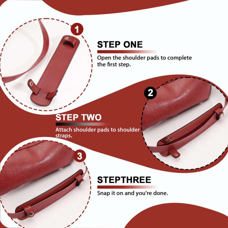 Simple Detachable Bag Anti Strangulation Leather Handle Accessory(Red)