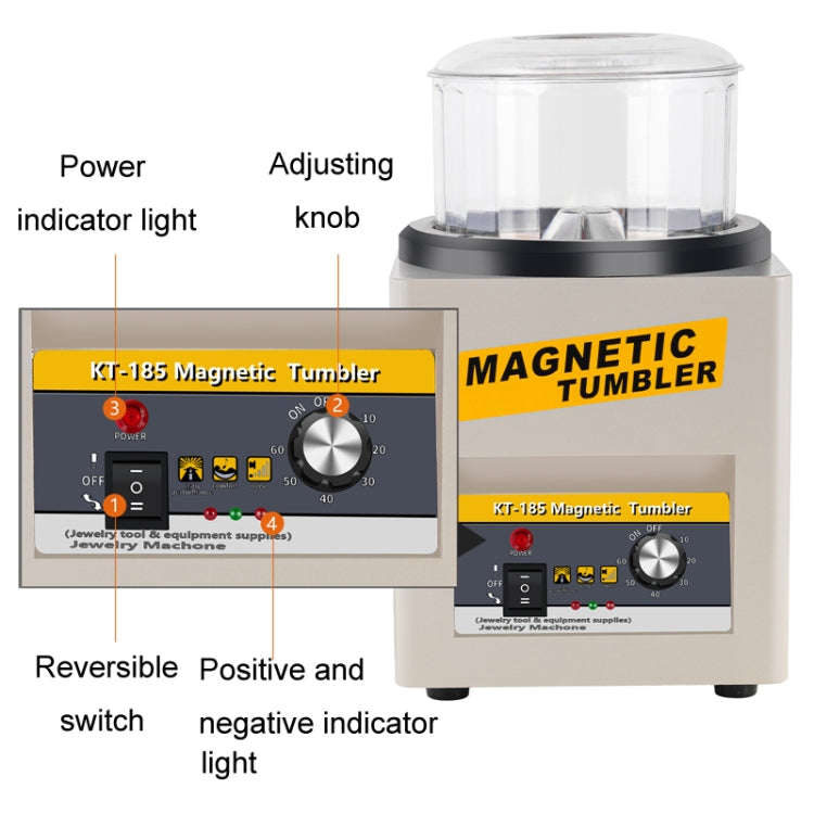 KT-185 Magnetic Polishing Tumbler Stainless Steel Deburring And Polishing Machine, EU Plug(Red)