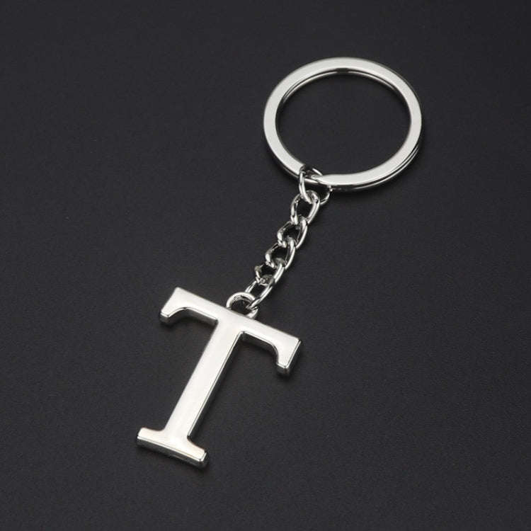 Double-Sided Three-Dimensional Plating Alphabet Keychain, Style: T
