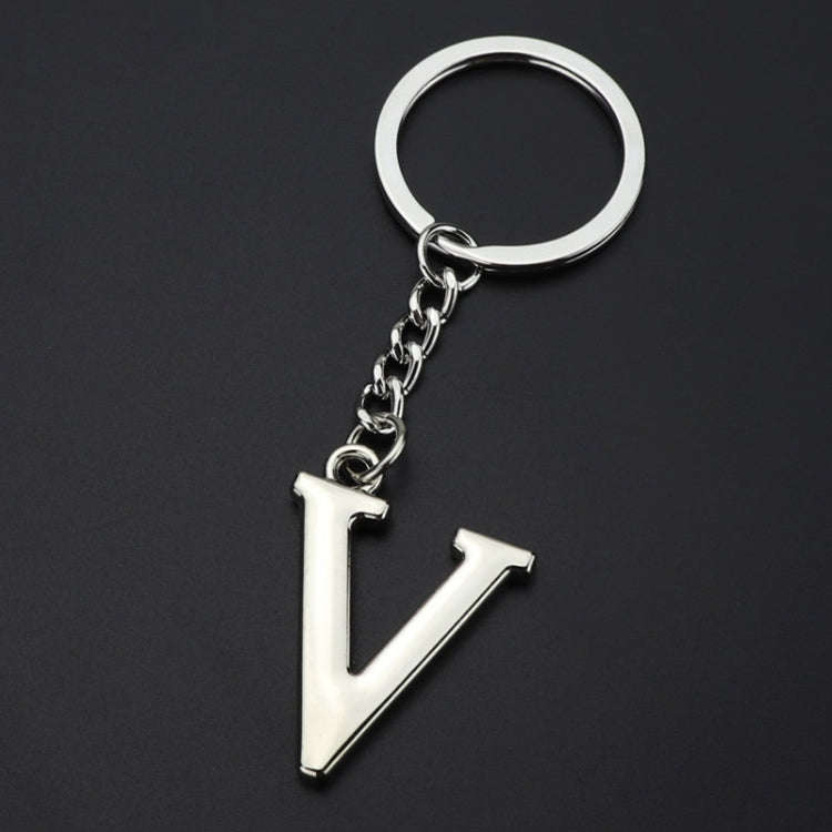 Double-Sided Three-Dimensional Plating Alphabet Keychain, Style: V