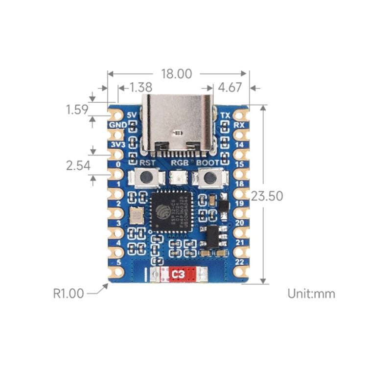 Waveshare ESP32-C6 Mini WiFi 6 & Bluetooth 5 Dual Processors Development Board, Spec: Zero-M
