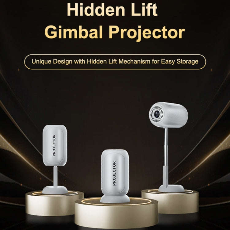TS-6 Android 11 WiFi6 4K Mini Projector Hidden Lift Gimbal Projector US Plug(White)