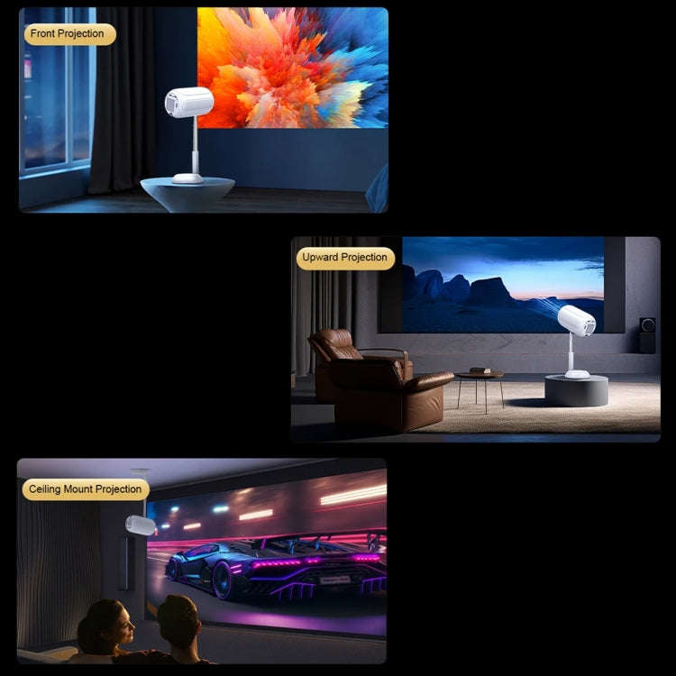 TS-6 Android 11 WiFi6 4K Mini Projector Hidden Lift Gimbal Projector US Plug(White)