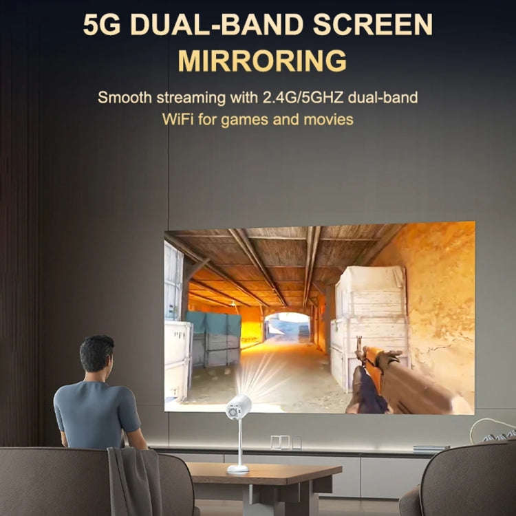 TS-6 Android 11 WiFi6 4K Mini Projector Hidden Lift Gimbal Projector US Plug(White)
