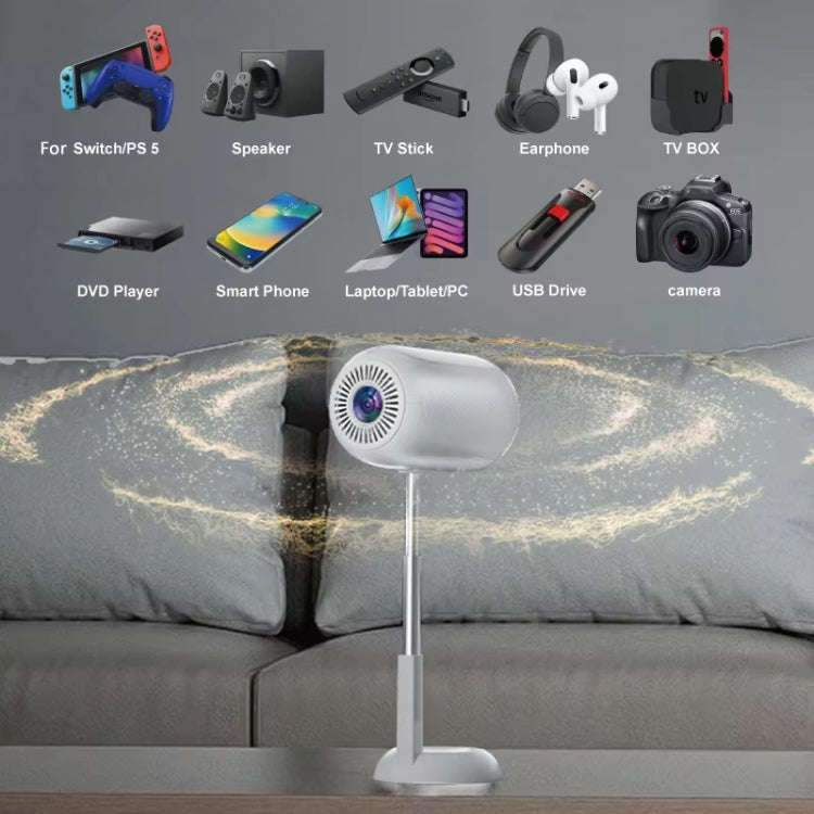 TS-6 Android 11 WiFi6 4K Mini Projector Hidden Lift Gimbal Projector US Plug(White)