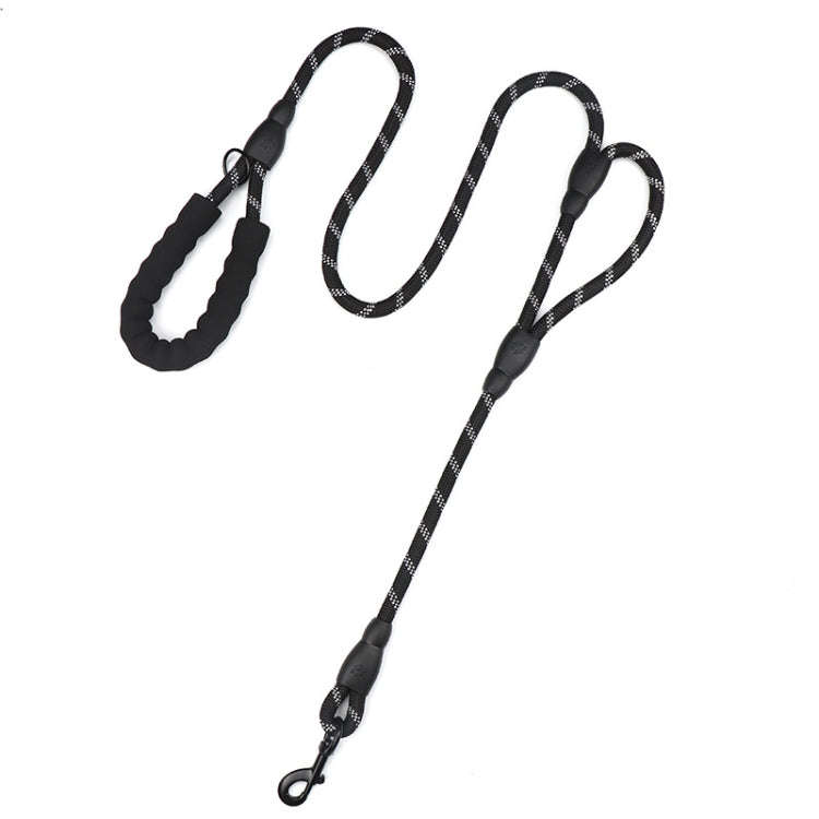 Double Handle Dog Leash Nylon Reflective Rope for Control Safety Training, Size: 150 x 1.2cm(Black)