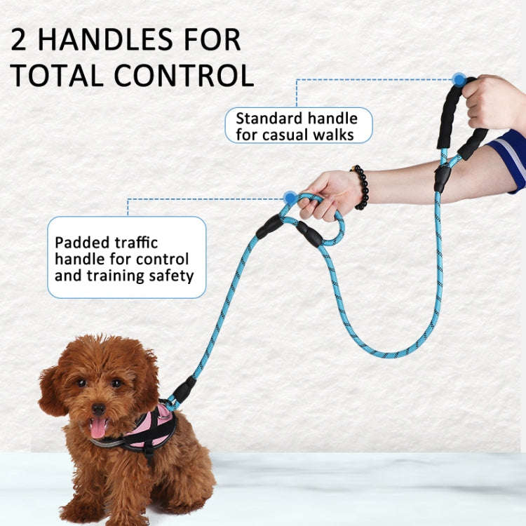 Double Handle Dog Leash Nylon Reflective Rope for Control Safety Training, Size: 150 x 1.2cm(Blue)