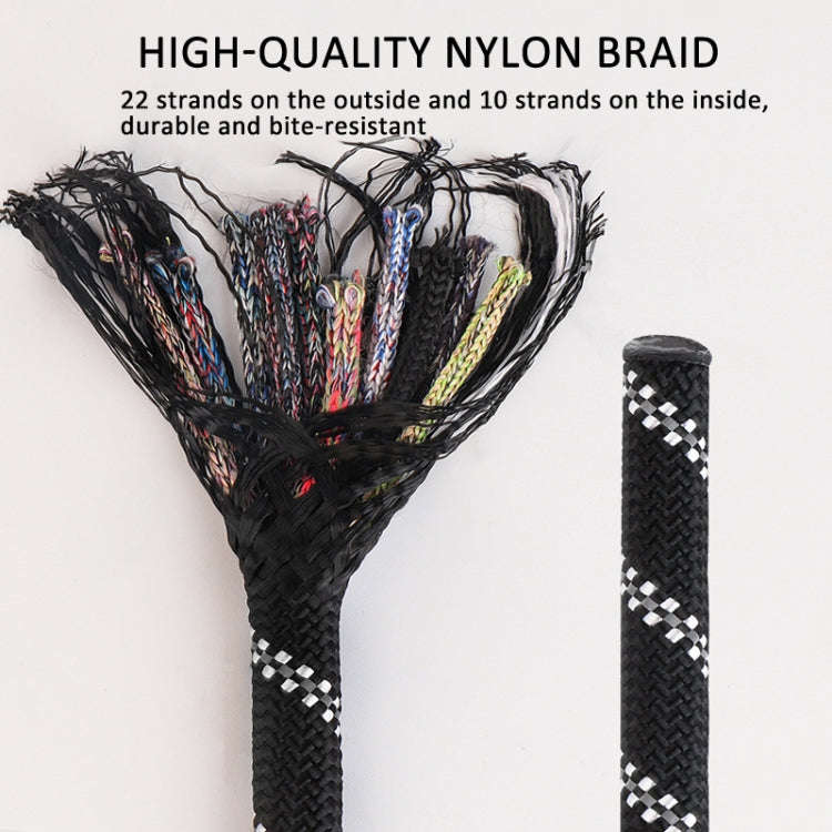 Double Handle Dog Leash Nylon Reflective Rope for Control Safety Training, Size: 150 x 1.2cm(Black)