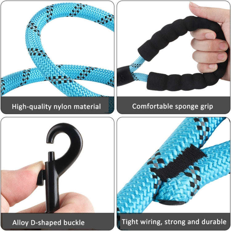 Double Handle Dog Leash Nylon Reflective Rope for Control Safety Training, Size: 150 x 1.2cm(Blue)
