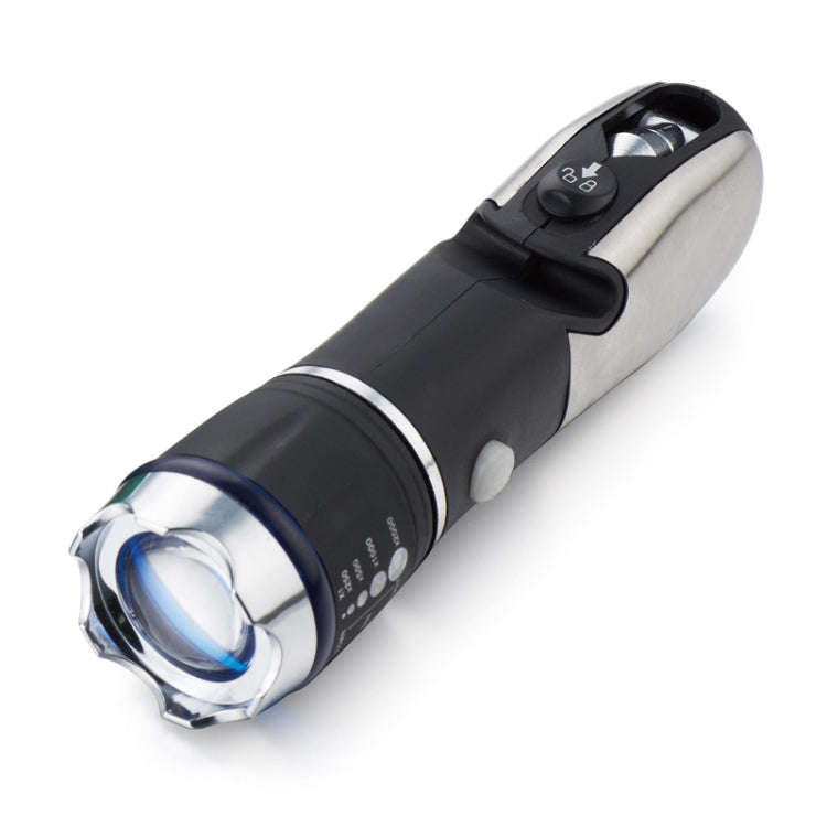 Outdoor Window Breaking Escape Safety Hammer Emergency Flashlight(Black White)