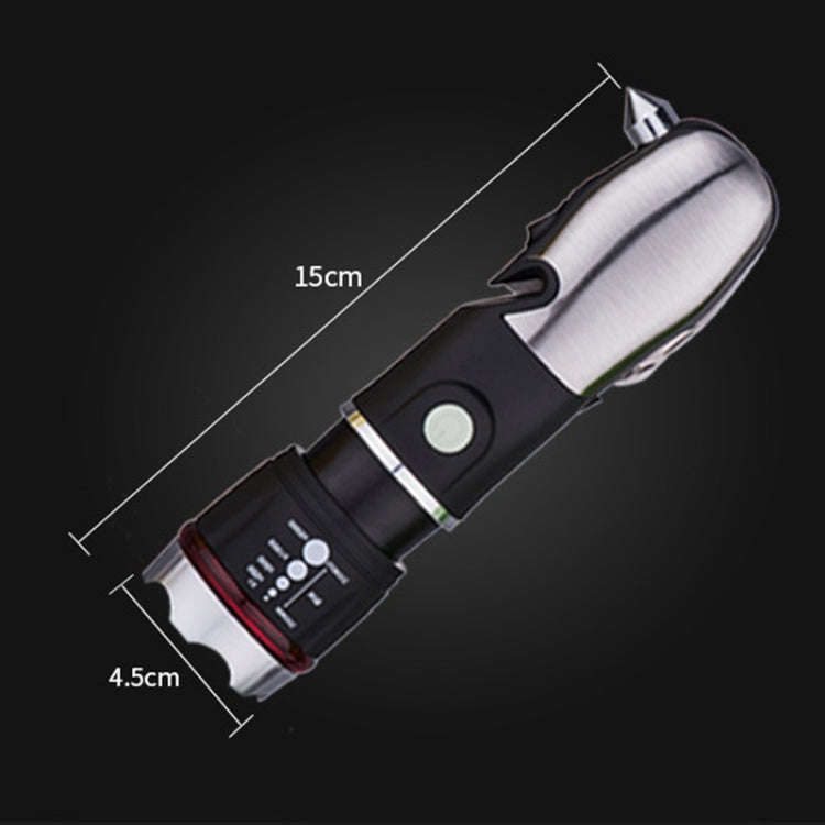 Outdoor Window Breaking Escape Safety Hammer Emergency Flashlight(Black White)