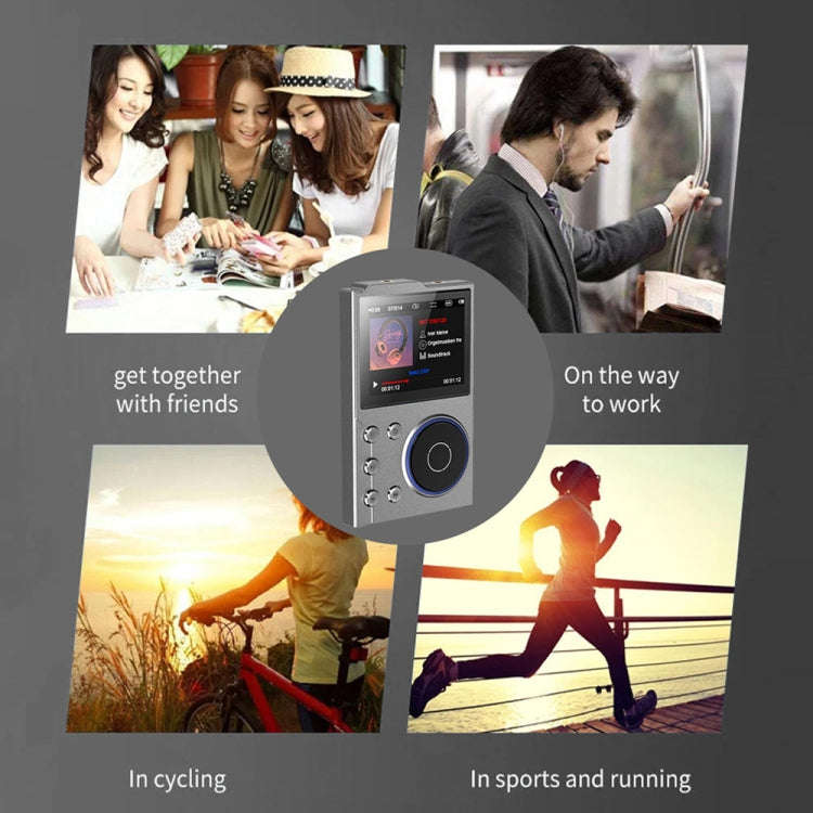 2.4 Inch HIFI Bluetooth Music Player DSD256 Mastering Sound Quality Walkman, Memory: 16GB+32GB(Gray)
