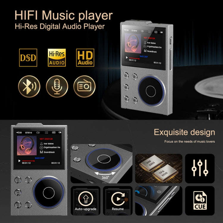 2.4 Inch HIFI Bluetooth Music Player DSD256 Mastering Sound Quality Walkman, Memory: 16GB+32GB(Bl...