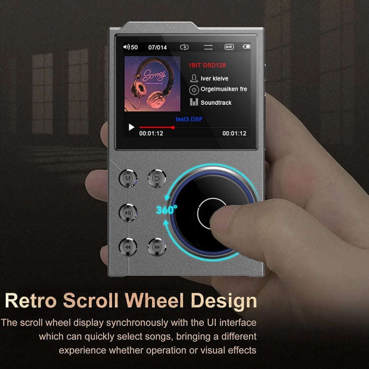 2.4 Inch HIFI Bluetooth Music Player DSD256 Mastering Sound Quality Walkman, Memory: 16GB+32GB(Bl...