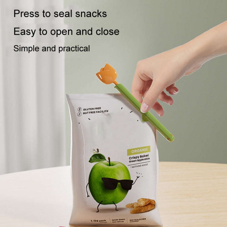 5pcs /Box Tulip Shaped Food Bag Sealing Clip Portable Snack Bread Sealing Clip With Magnetic Stor...