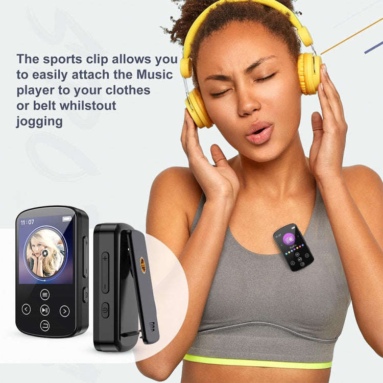 MP3 Bluetooth Music Player HIFI Sports Clip Touch Screen MP4, Memory: 32GB(Black)