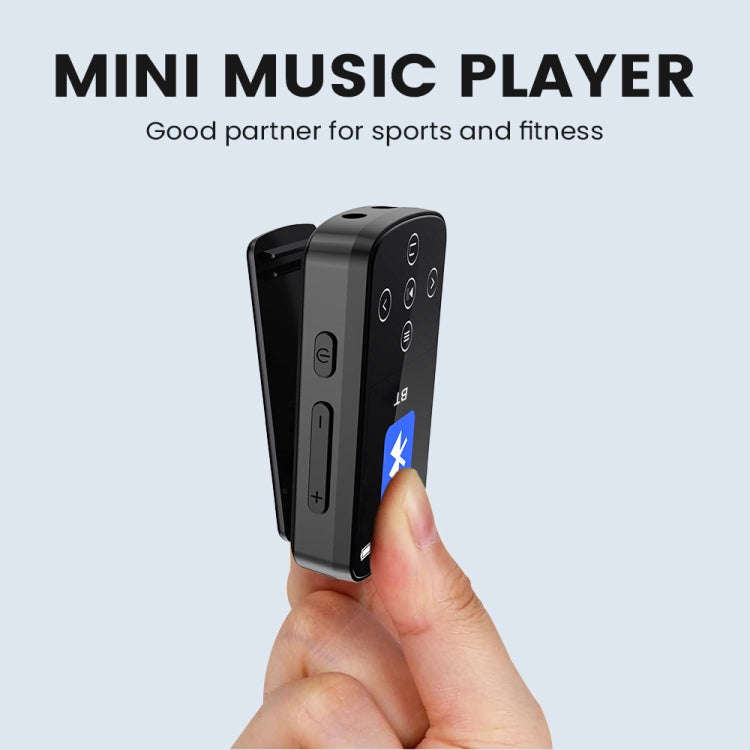 MP3 Bluetooth Music Player HIFI Sports Clip Touch Screen MP4, Memory: 32GB(Black)