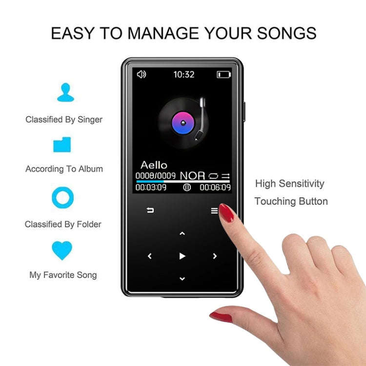 Bluetooth MP3/MP4 Music Player Portable Walkman, Memory: 8GB(Black)