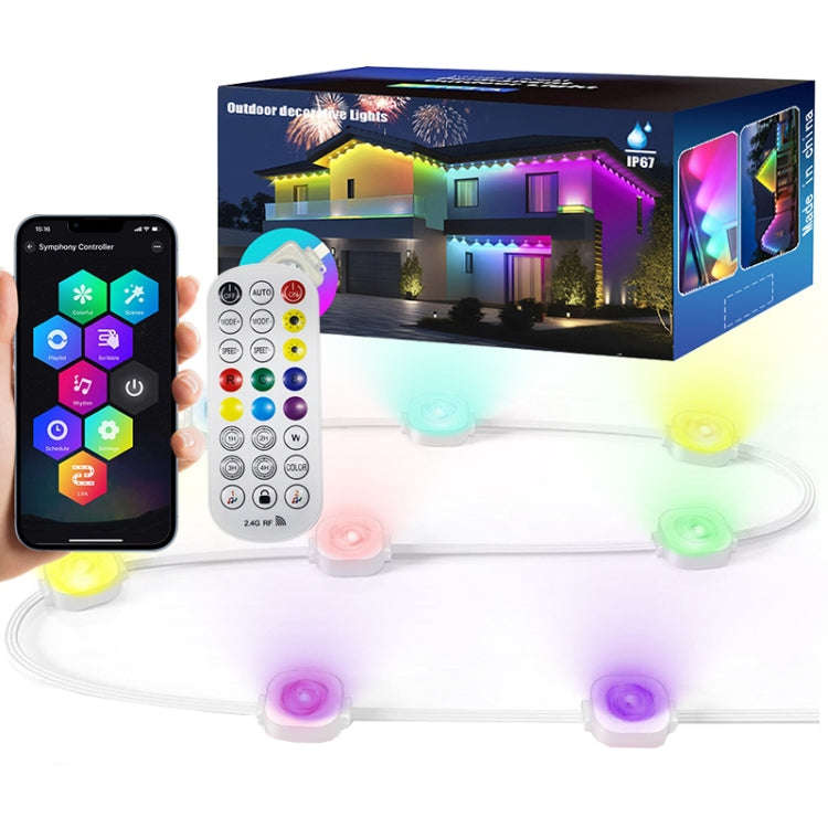 Bluetooth Outdoor Roof Lights Colorful Waterproof Smart Control Holiday Lights, Style: 15m 30 Lig...