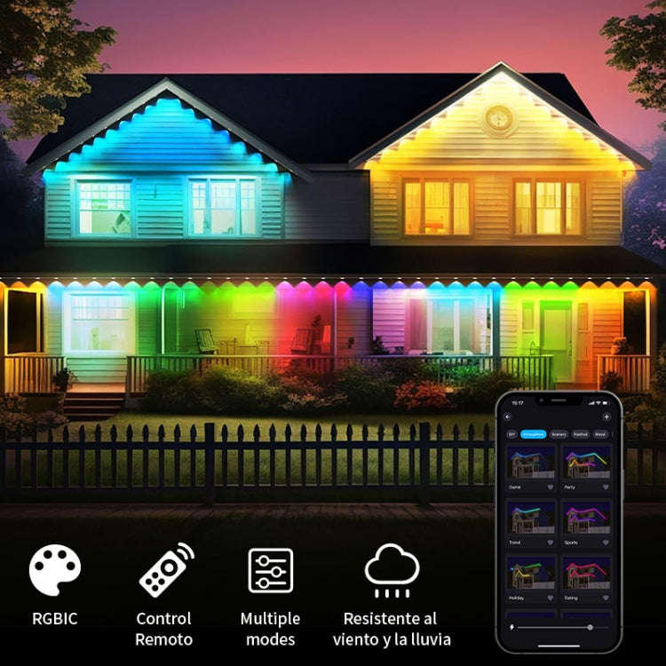 Bluetooth Outdoor Roof Lights Colorful Waterproof Smart Control Holiday Lights, Style: 15m 30 Lig...