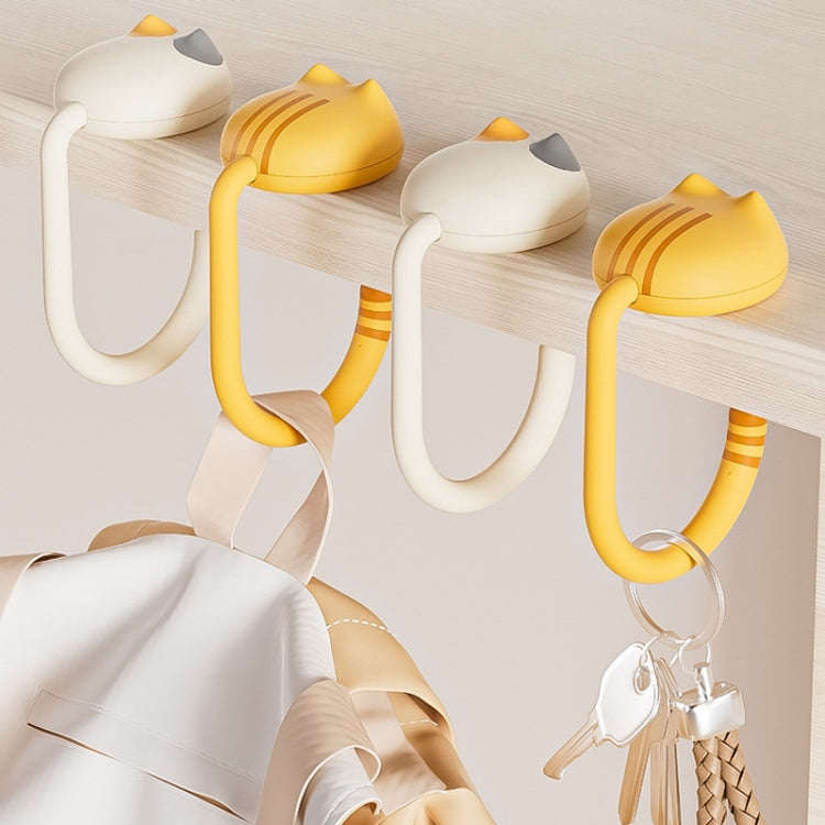 Removable Deskside Hanger Hook No-Punch Student Schoolbag Hook(Yellow)