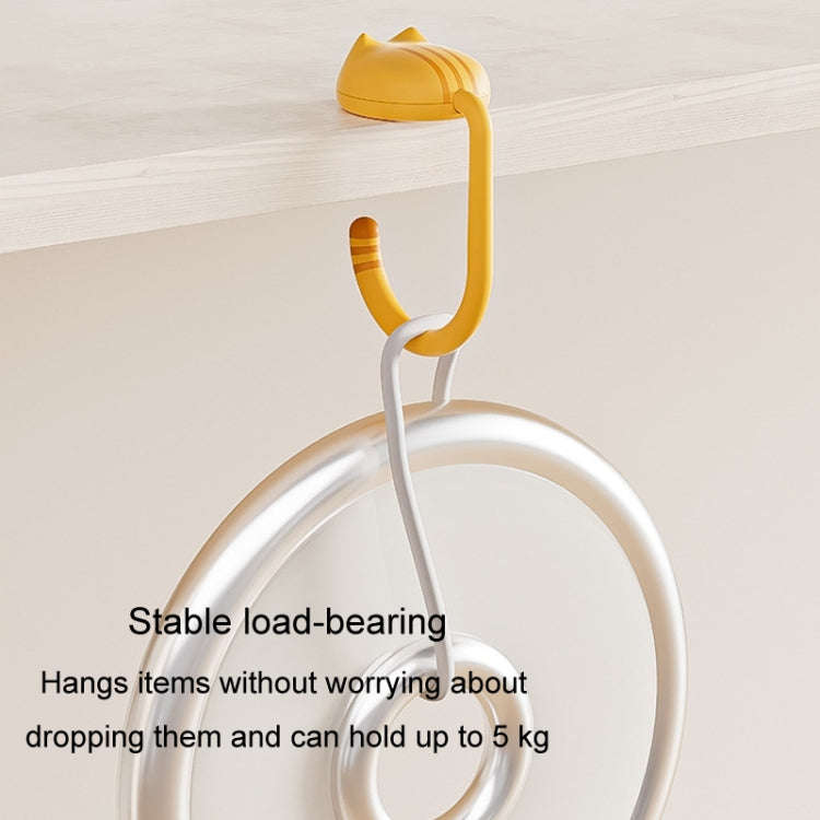 Removable Deskside Hanger Hook No-Punch Student Schoolbag Hook(Yellow)