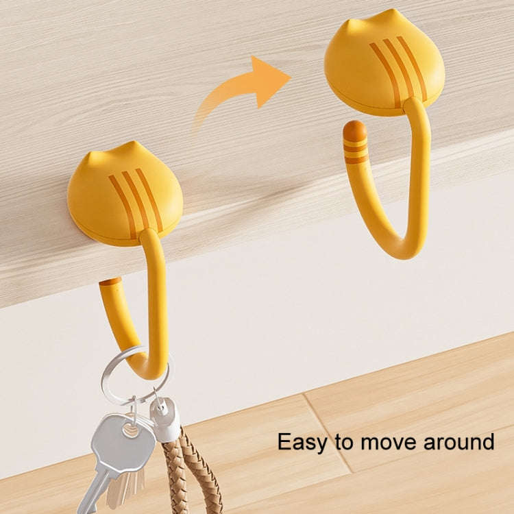 Removable Deskside Hanger Hook No-Punch Student Schoolbag Hook(Yellow)