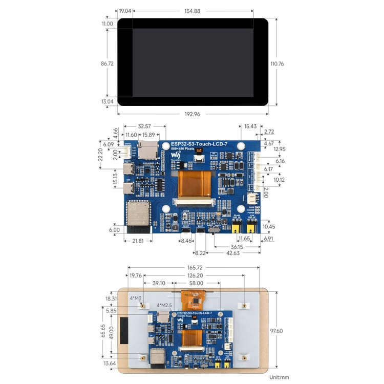 Waveshare ESP32-S3 7-Inch 800 X 480 Touch Display Development Board(27078)