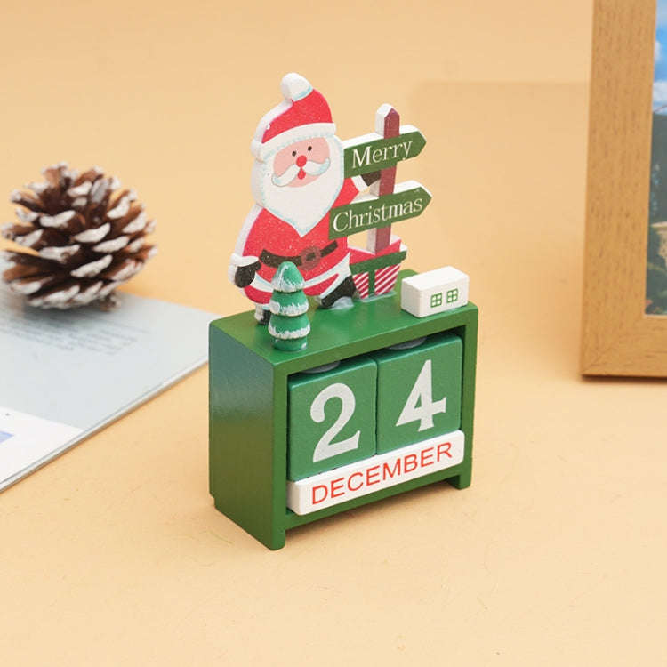 Children Toy Christmas Gift Wooden Calendar Christmas Eve Desktop Ornament, Style: Santa Claus