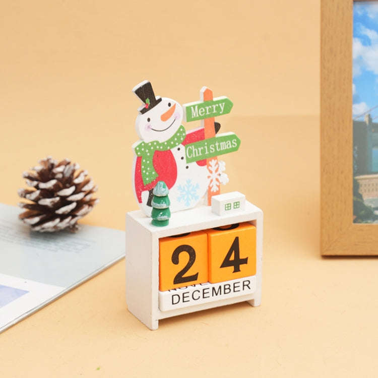 Children Toy Christmas Gift Wooden Calendar Christmas Eve Desktop Ornament, Style: Snowman