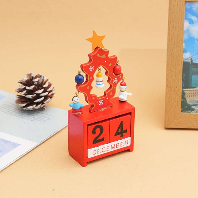 Children Toy Christmas Gift Wooden Calendar Christmas Eve Desktop Ornament, Style: Calendar Tree Red