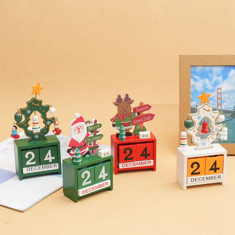Children Toy Christmas Gift Wooden Calendar Christmas Eve Desktop Ornament, Style: Moose