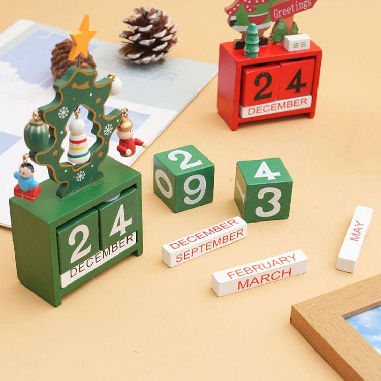 Children Toy Christmas Gift Wooden Calendar Christmas Eve Desktop Ornament, Style: Moose