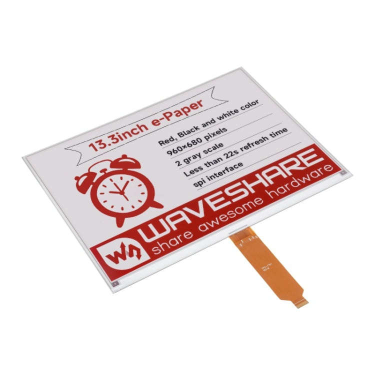 Waveshare 13.3inch 960×680 Pixels SPI Communication E-Ink Display, Spec: Nude Screen Version