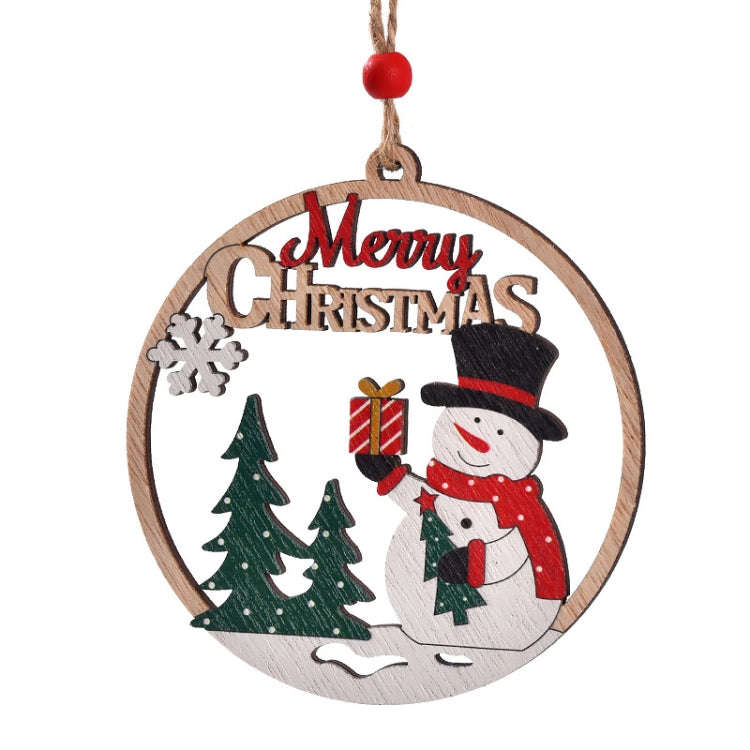 Christmas Day Decoration Hollow Wooden Pendant, Style: Snowman