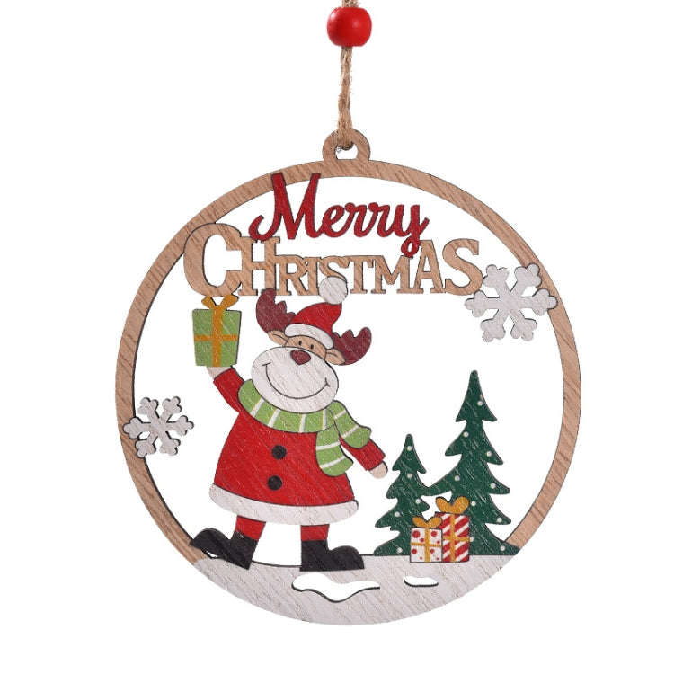 Christmas Day Decoration Hollow Wooden Pendant, Style: Moose