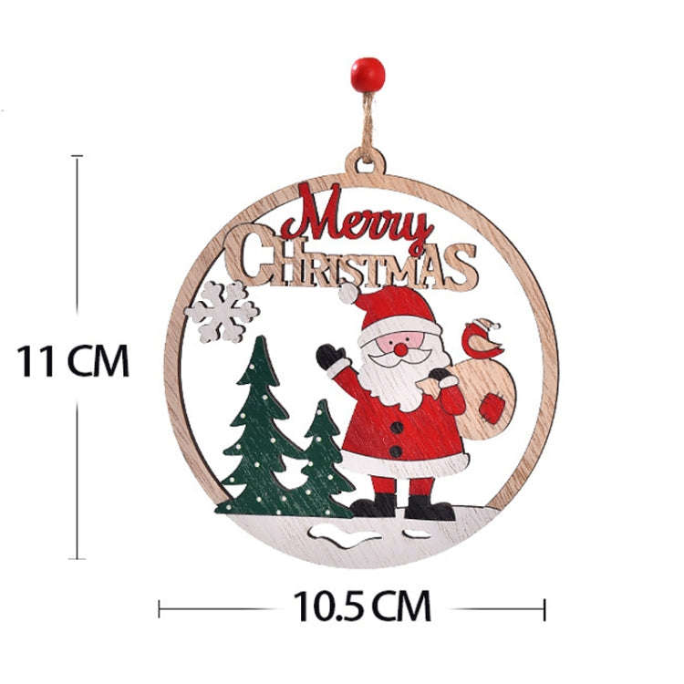 Christmas Day Decoration Hollow Wooden Pendant, Style: Sled Santa Claus