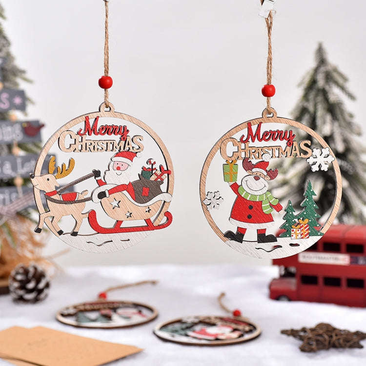 Christmas Day Decoration Hollow Wooden Pendant, Style: Gift Santa Claus