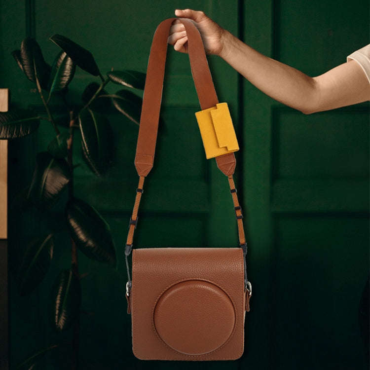 Universal PU Leather Shoulder Strap For SLR Cameras With Card Holder(Brown)