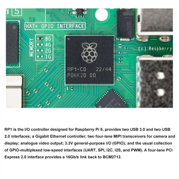 Waveshare For Raspberry Pi 5 2.4GHz Quad-Core BCM2712 Processor Development Board, Spec: 2GB