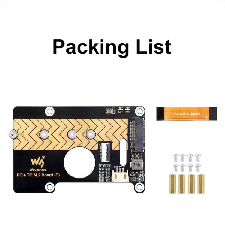 Waveshare For Raspberry Pi 5 PCIe To M.2 Adapter Board Support NVMe Protocol(27709)
