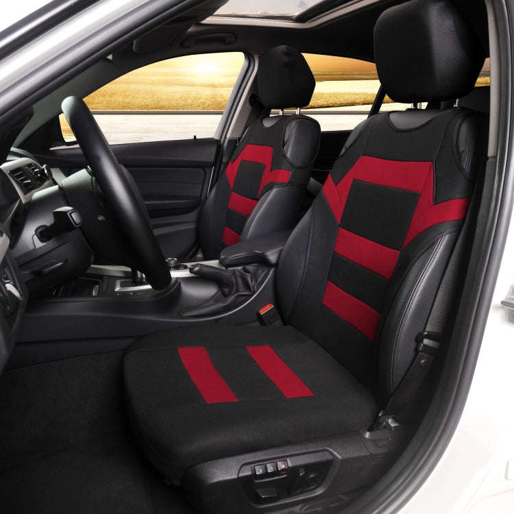 Car Vest Style Double Front Seat Interior Seat Cover(Red)