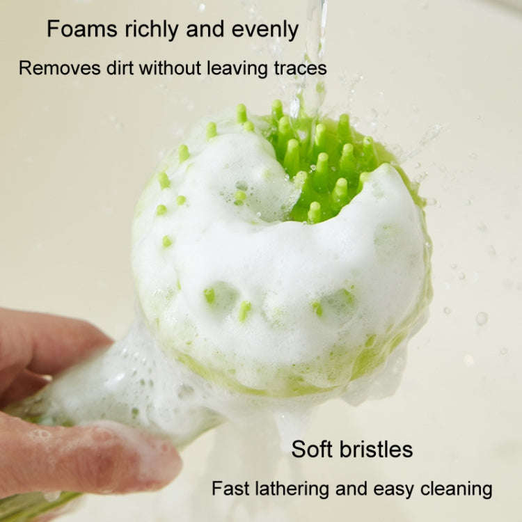 Long Handle Pet Bathing Brush Silicone Dogs Cats Cleaning Massage Brush Grooming Comb, Style: Fin...