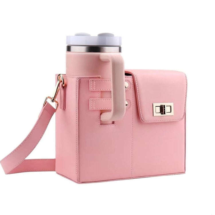Women PU Leather Shoulder Bag Beverage Bottle Water Cup Bag For Stanley / Owala / Gatorade / Hydr...