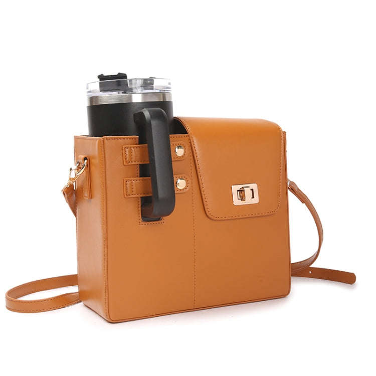 Women PU Leather Shoulder Bag Beverage Bottle Water Cup Bag For Stanley / Owala / Gatorade / Hydr...