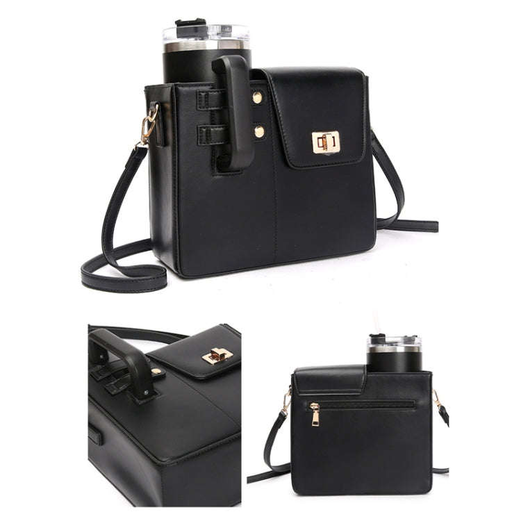 Women PU Leather Shoulder Bag Beverage Bottle Water Cup Bag For Stanley / Owala / Gatorade / Hydr...
