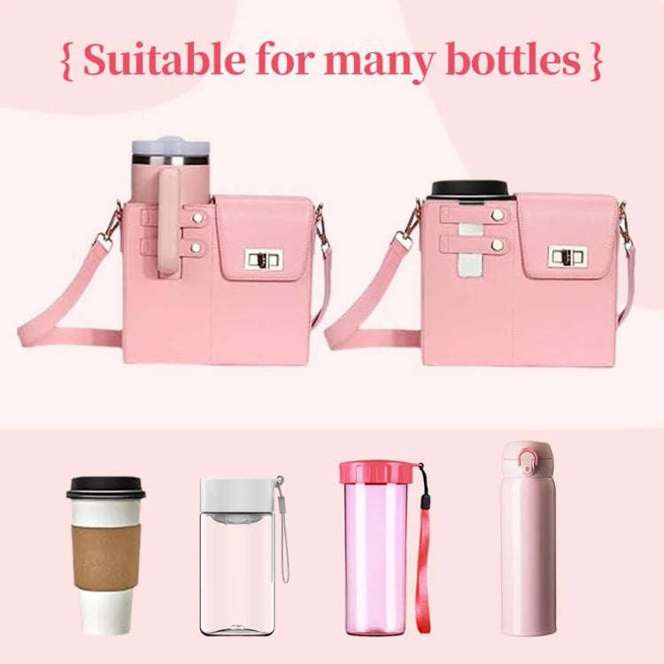 Women PU Leather Shoulder Bag Beverage Bottle Water Cup Bag For Stanley / Owala / Gatorade / Hydr...