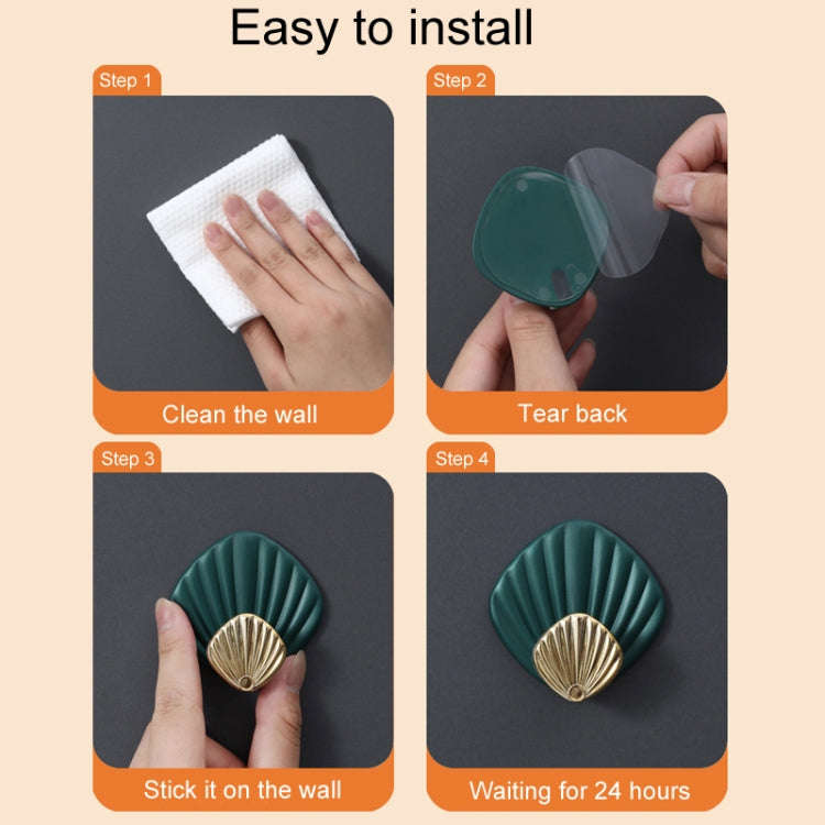 4pcs / Set Household No-Punch Seashell Hooks Bathroom Kitchen Sticky Hooks(Mixed Color)
